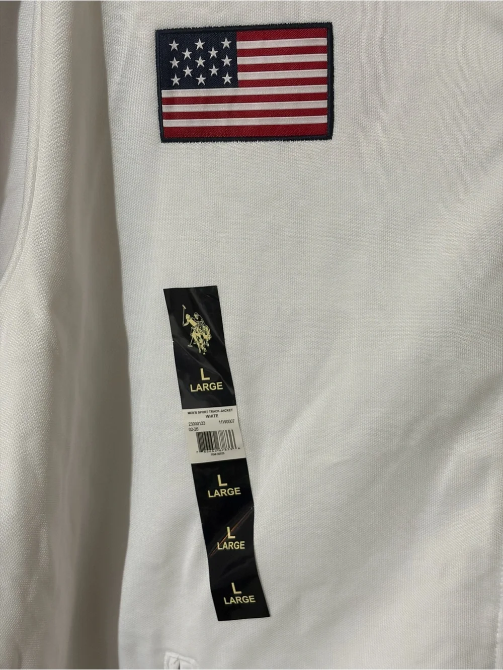 U.S. Polo Assn. White Zip-Front Track Jacket with Black Sleeve Panels